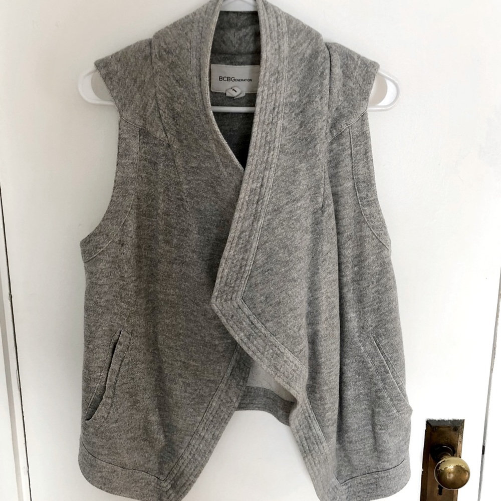 BCBG Gray Open Front Sweater Vest | S